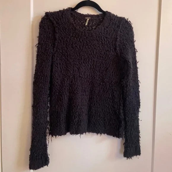 Free People black sweater small, Women's S boho thick/wide knit black sweater - Picture 1 of 7